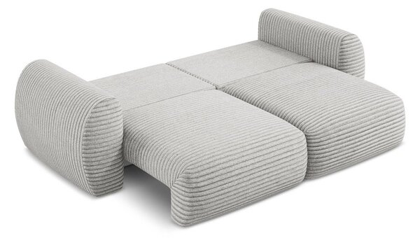 Jasnoszara sztruksowa rozkładana sofa ze schowkiem 266 cm Kini – Makamii