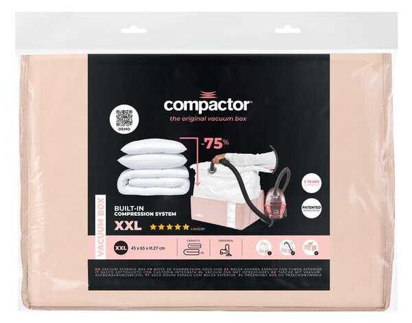 Plastikowy pojemnik próżniowy do przechowywania ubrań 65x45x27 cm Pink Edition – Compactor