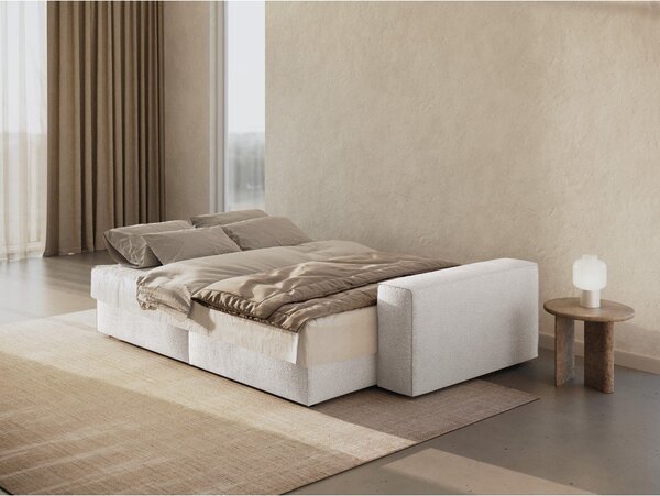 Biała rozkładana sofa z materiału bouclé 247 cm Jodie – Micadoni Home