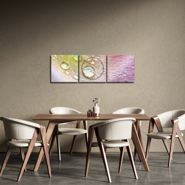 Obraz - Krople rosy (z zegarem) (90x30 cm)
