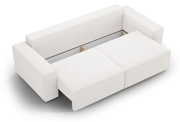 Biała rozkładana sofa z materiału bouclé 247 cm Jodie – Micadoni Home