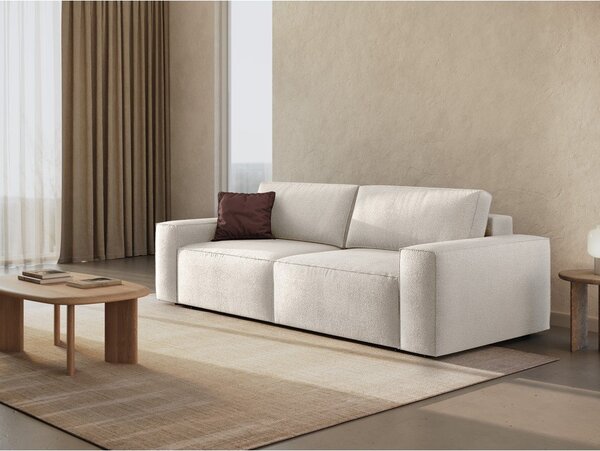 Biała rozkładana sofa z materiału bouclé 247 cm Jodie – Micadoni Home