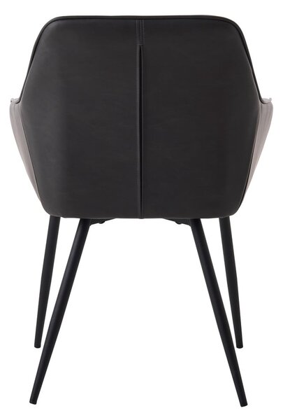 Ciemnoszare tapicerowane fotele jadalniane zestaw z podłokietnikami 2 szt. Nolan Square – Unique Furniture