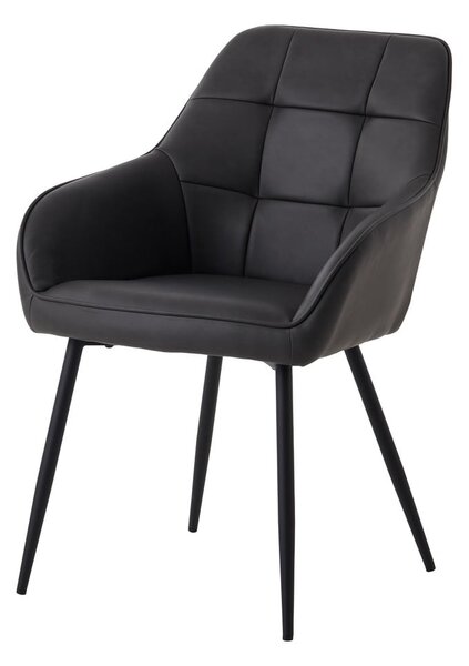 Ciemnoszare tapicerowane fotele jadalniane zestaw z podłokietnikami 2 szt. Nolan Square – Unique Furniture