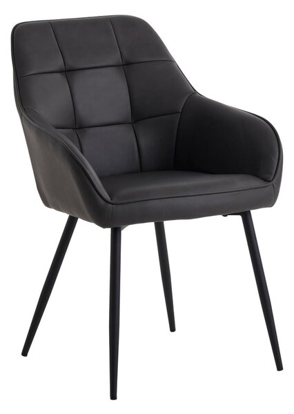 Ciemnoszare tapicerowane fotele jadalniane zestaw z podłokietnikami 2 szt. Nolan Square – Unique Furniture