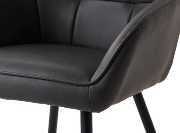 Ciemnoszare tapicerowane fotele jadalniane zestaw z podłokietnikami 2 szt. Nolan Square – Unique Furniture