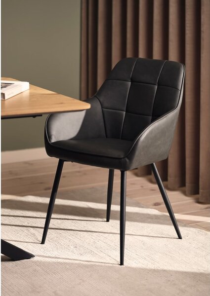 Ciemnoszare tapicerowane fotele jadalniane zestaw z podłokietnikami 2 szt. Nolan Square – Unique Furniture