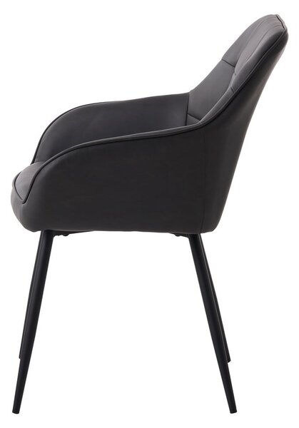 Ciemnoszare tapicerowane fotele jadalniane zestaw z podłokietnikami 2 szt. Nolan Square – Unique Furniture