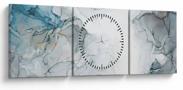 Obraz - Niebieski marmur (z zegarem) (90x30 cm)