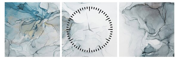 Obraz - Niebieski marmur (z zegarem) (90x30 cm)