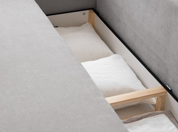 Beżowa rozkładana sofa ze schowkiem 231 cm Elen – Micadoni