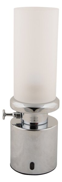 Lampa stołowa LED w kolorze srebra ze ściemniaczem i metalowo-szklanym kloszem (wysokość 29,5 cm) Camp – Leitmotiv