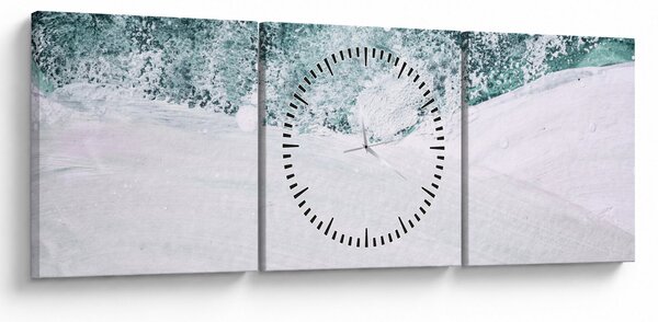 Obraz - Turkusowa abstrakcja (z zegarem) (90x30 cm)