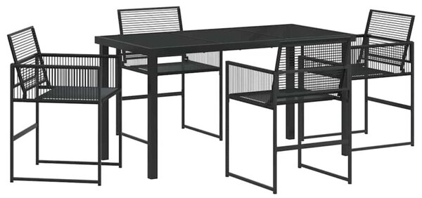 Zestaw Mebli Ogrodowych Komplet Jadalniany Składany 5-Częściowy Czarny Metal Na Taras Balkon Ogród