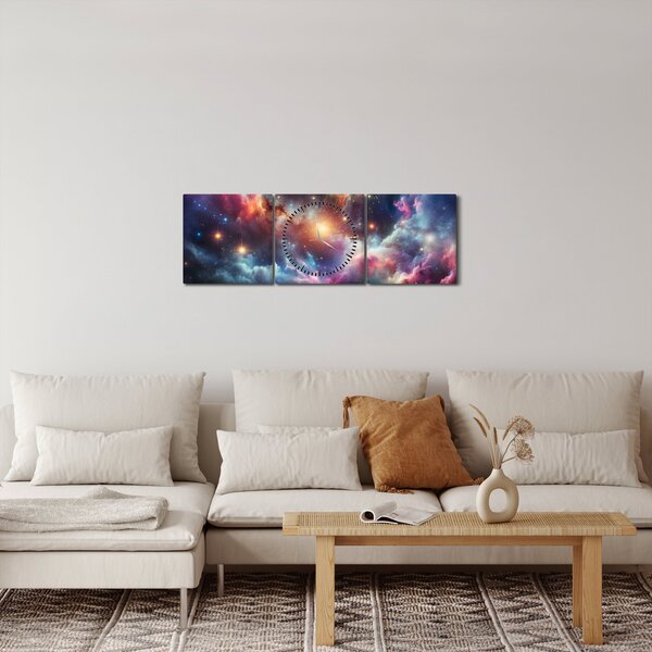 Obraz - Ciemny kosmos (z zegarem) (90x30 cm)