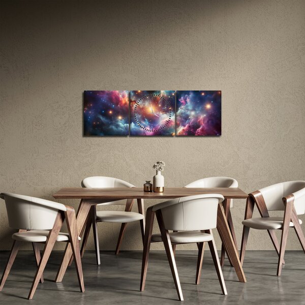 Obraz - Ciemny kosmos (z zegarem) (90x30 cm)