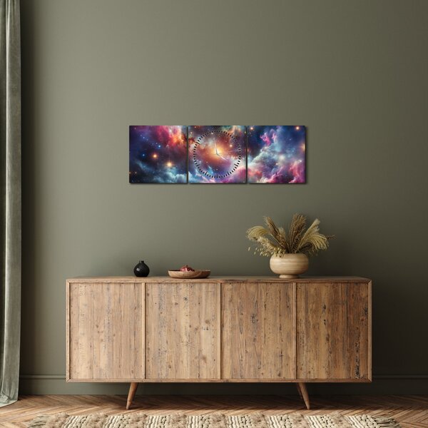 Obraz - Ciemny kosmos (z zegarem) (90x30 cm)