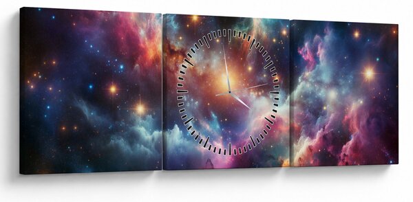 Obraz - Ciemny kosmos (z zegarem) (90x30 cm)