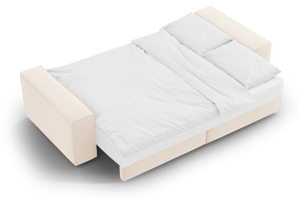 Beżowa aksamitna rozkładana/ze schowkiem sofa 247 cm Jodie – Micadoni