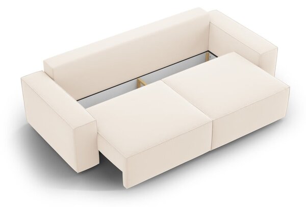 Beżowa aksamitna rozkładana/ze schowkiem sofa 247 cm Jodie – Micadoni