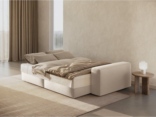 Beżowa aksamitna rozkładana/ze schowkiem sofa 247 cm Jodie – Micadoni