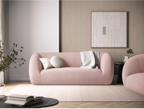 Jasnoróżowa sofa z materiału bouclé 210 cm Essen – Cosmopolitan Design