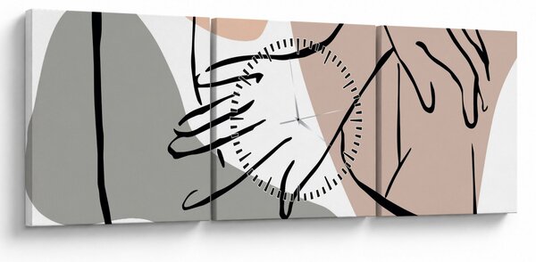 Obraz - Kobieta linia sztuki ciała N⁰2 (z zegarem) (90x30 cm)