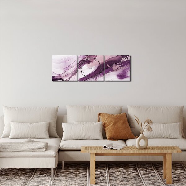 Obraz - Fioletowy płyn artystyczny (z zegarem) (90x30 cm)
