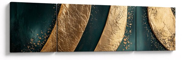 Obraz - Zielona abstrakcja ze złotem I. (170x50 cm)