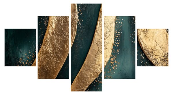 Obraz - Zielona abstrakcja ze złotem I. (125x70 cm)