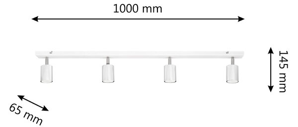 Lampa metalowa na listwie poczwórna biało-chromowa TUNE II R-L 1927/4 BK+CH+CH