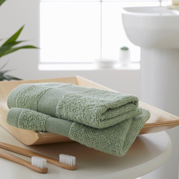 Zielone bawełniane ręczniki frotte zestaw 2 szt. 30x30 cm Anti-Bacterial – Catherine Lansfield