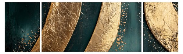 Obraz - Zielona abstrakcja ze złotem I. (170x50 cm)