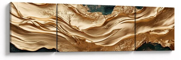 Obraz - Zielona abstrakcja ze złotem II. (170x50 cm)