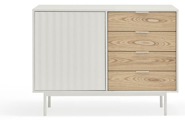 Biało-naturalna niska komoda w dekorze dębu 108x80 cm Sierra – Teulat