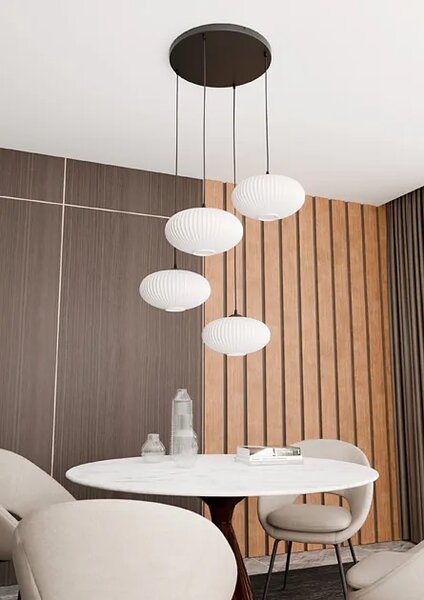 Nowoczesna lampa wisząca z mlecznymi kloszami - 3X D175 H0-P21