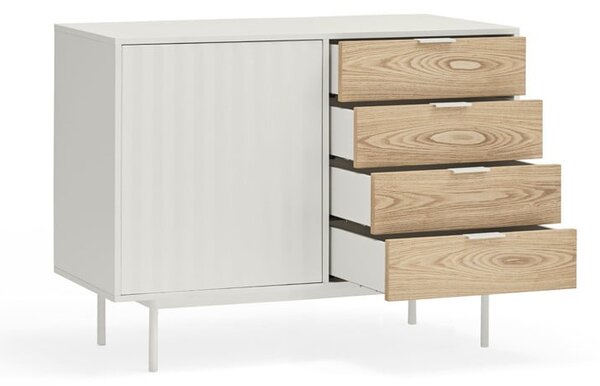 Biało-naturalna niska komoda w dekorze dębu 108x80 cm Sierra – Teulat
