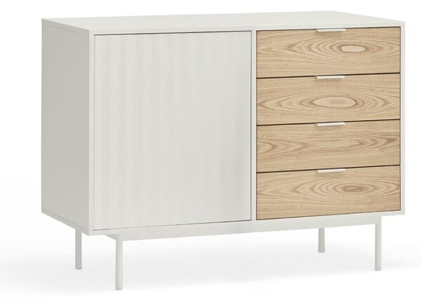 Biało-naturalna niska komoda w dekorze dębu 108x80 cm Sierra – Teulat
