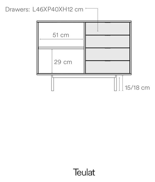 Szaro-naturalna niska komoda w dekorze dębu 108x80 cm Sierra – Teulat