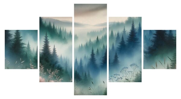 Obraz - Leśny krajobraz z mgłą (125x70 cm)