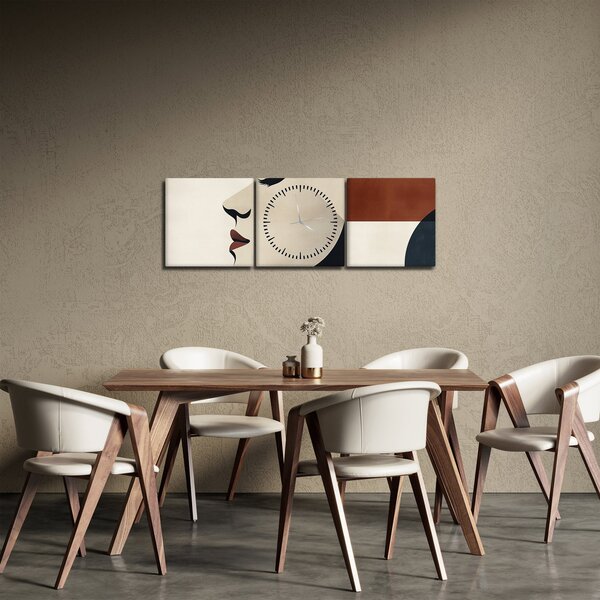 Obraz - Kobieta z profilu (z zegarem) (90x30 cm)