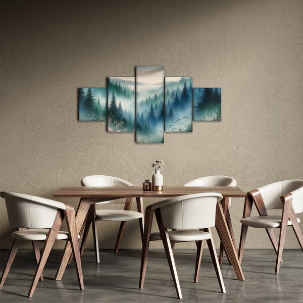 Obraz - Leśny krajobraz z mgłą (125x70 cm)