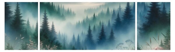 Obraz - Leśny krajobraz z mgłą (170x50 cm)