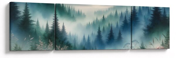 Obraz - Leśny krajobraz z mgłą (170x50 cm)