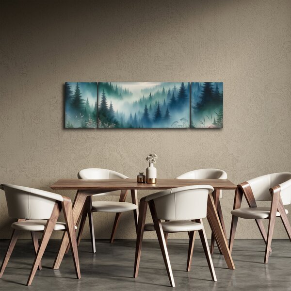 Obraz - Leśny krajobraz z mgłą (170x50 cm)
