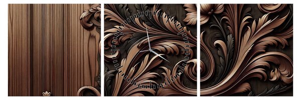Obraz - Wzór z drewna (z zegarem) (90x30 cm)