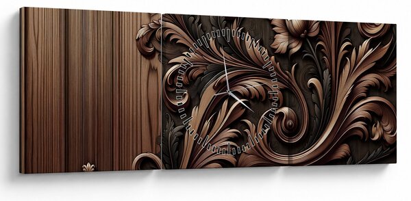 Obraz - Wzór z drewna (z zegarem) (90x30 cm)