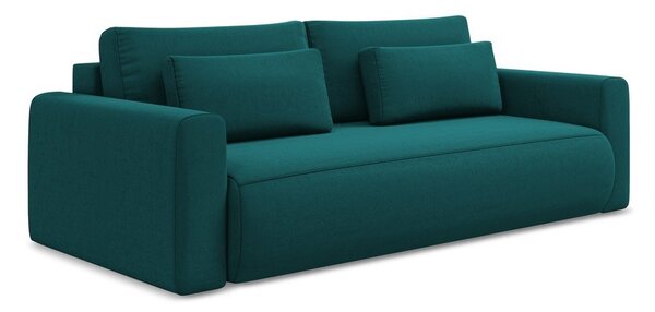 Turkusowa aksamitna rozkładana/ze schowkiem sofa 238 cm Kapua – Makamii
