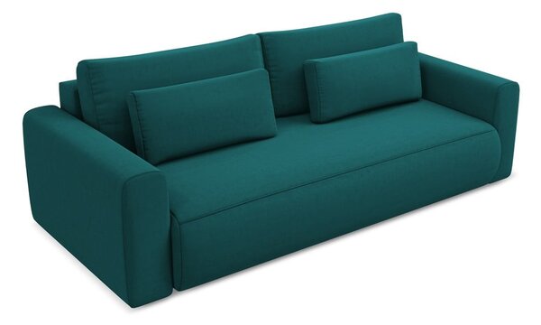 Turkusowa aksamitna rozkładana/ze schowkiem sofa 238 cm Kapua – Makamii