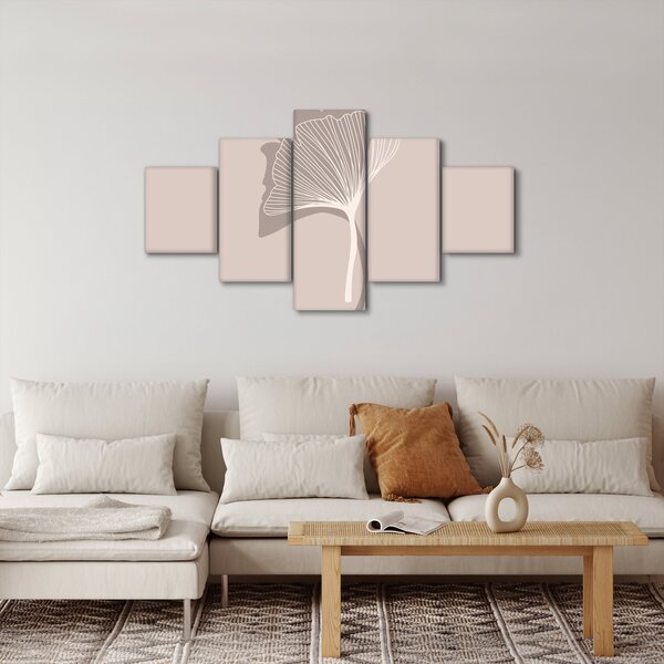 Obraz - Beżowe liście N⁰4 (125x70 cm)
